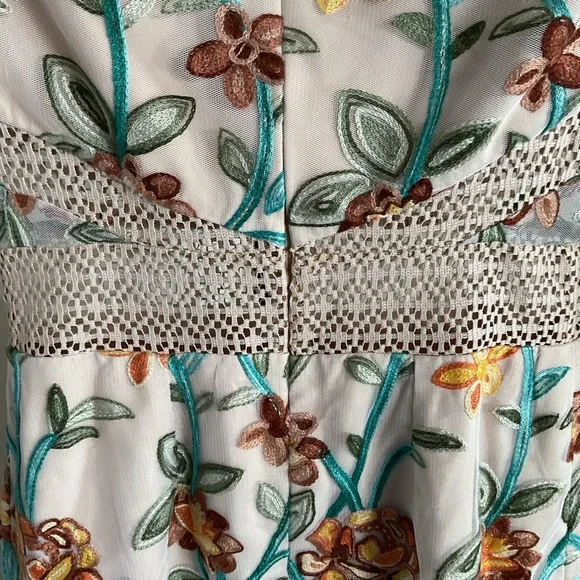 Vone Floral Embroidered Long Sleeve Mini Dress S Small Boho Black Cocktail Small - Picture 10 of 11